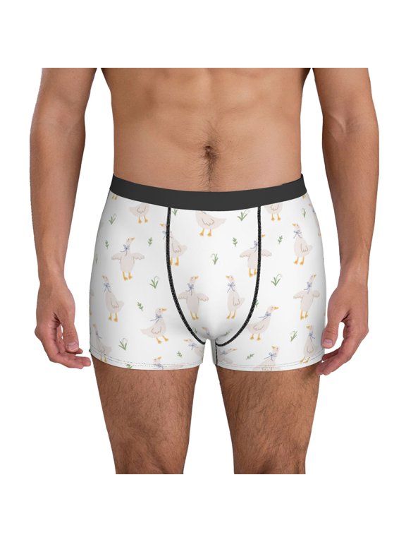 Mens Underwear Boxer Briefs - Cartoon Cute Funny Duck Tulip Comfort Breathable men's boxer briefs with Flex Waistband