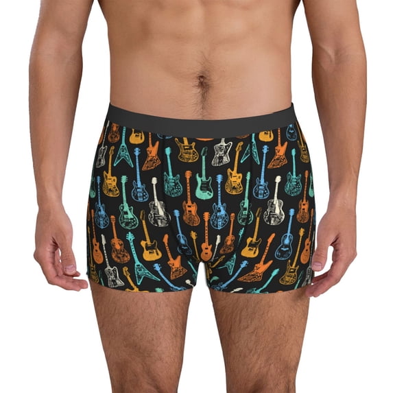 Mens Underwear Boxer Briefs - Colorful Guitar Comfort Breathable men's boxer briefs with Flex Waistband