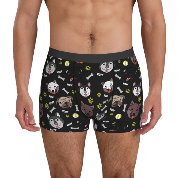 Mens Underwear Boxer Briefs - Cute Husky French Bulldog Funny Comfort Breathable men's boxer briefs with Flex Waistband
