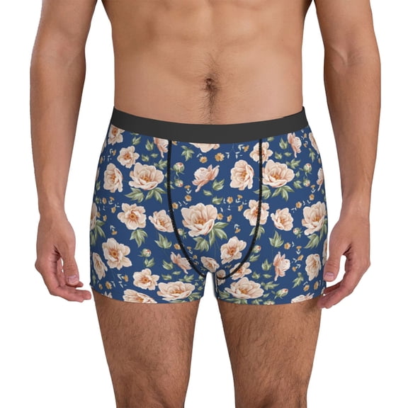 Mens Underwear Boxer Briefs - Flower print G Comfort Breathable men's boxer briefs with Flex Waistband