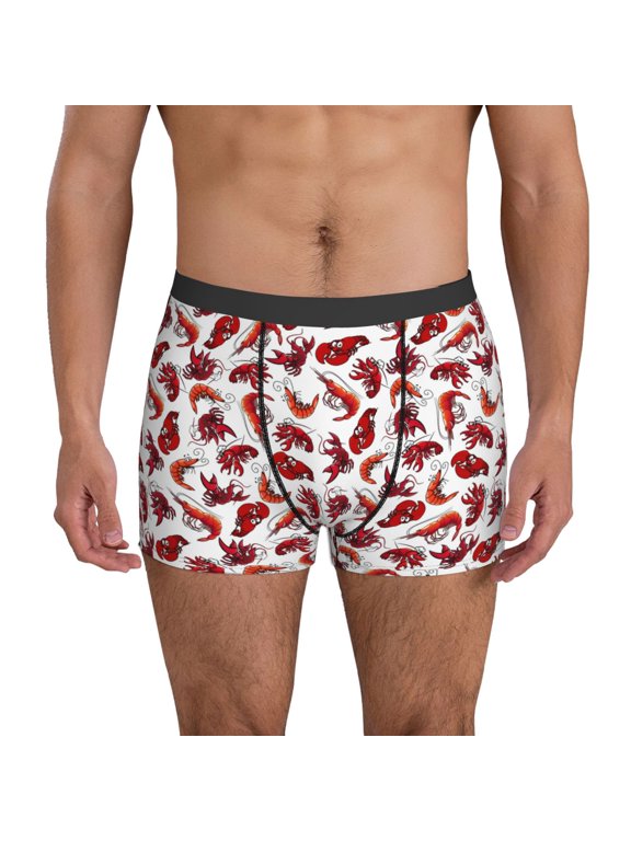 Mens Underwear Boxer Briefs - Funny Shrimp Comfort Breathable men's boxer briefs with Flex Waistband
