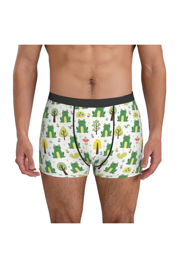 Mens Underwear Boxer Briefs - Funny Toad Comfort Breathable men's boxer briefs with Flex Waistband