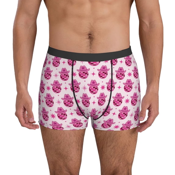 Mens Underwear Boxer Briefs - Groovy Pink Disco Balls Comfort Breathable men's boxer briefs with Flex Waistband