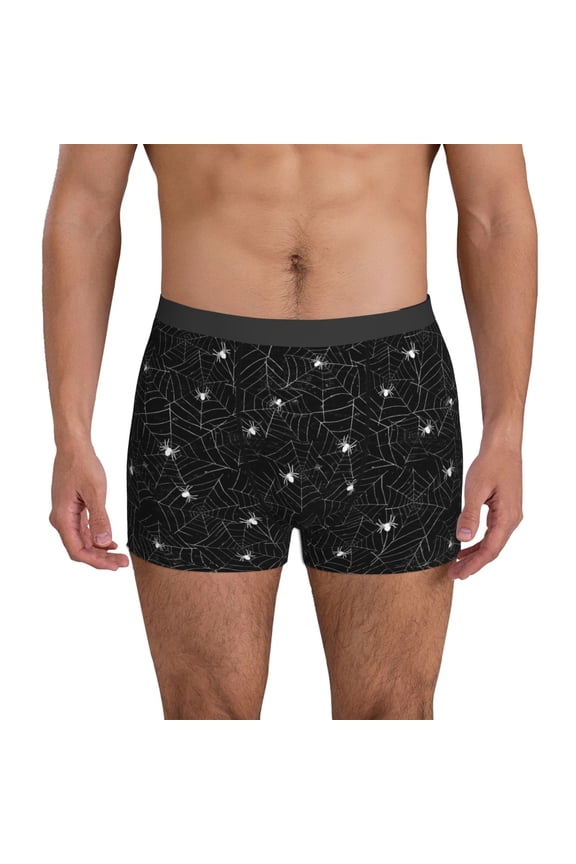 Mens Underwear Boxer Briefs - Halloween spiderwebs black Comfort Breathable men's boxer briefs with Flex Waistband