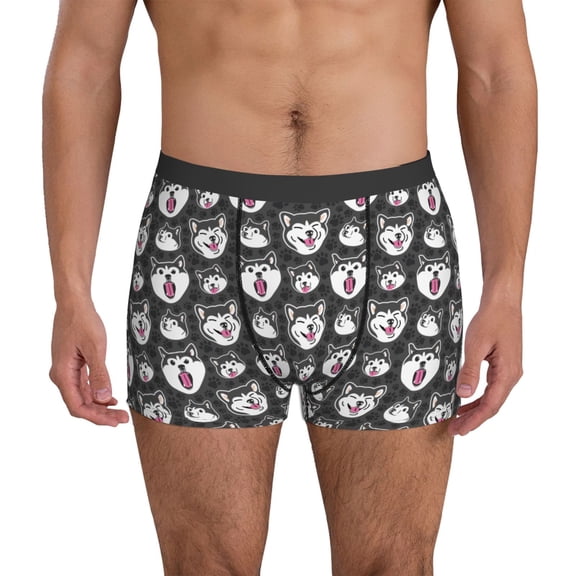 Mens Underwear Boxer Briefs - HUSKY Face Comfort Breathable men's boxer briefs with Flex Waistband