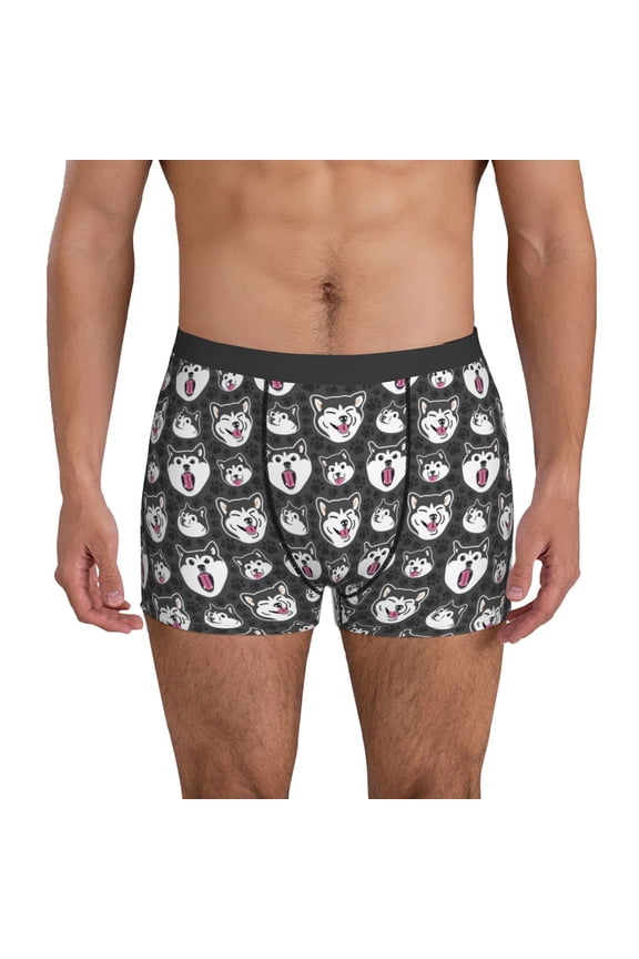 Mens Underwear Boxer Briefs - Husky print Comfort Breathable men's boxer briefs with Flex Waistband