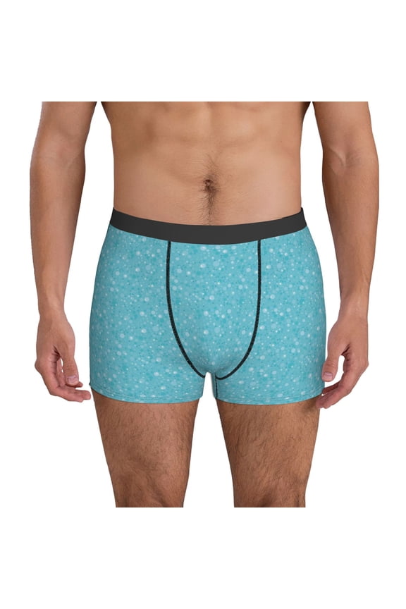 Mens Underwear Boxer Briefs - Light Blue Glitter Patterns Comfort Breathable men's boxer briefs with Flex Waistband