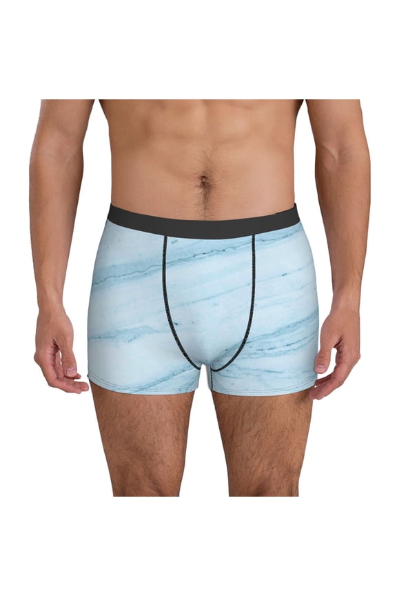 Mens Underwear Boxer Briefs - Light Blue Marble Comfort Breathable men's boxer briefs with Flex Waistband