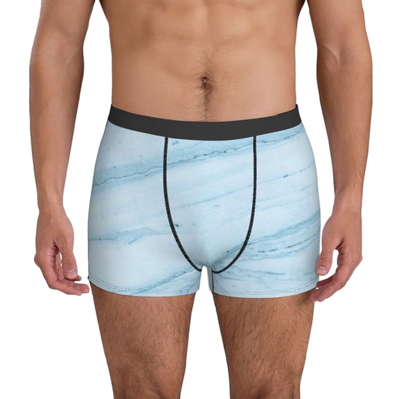 Mens Underwear Boxer Briefs - Light Blue Marble Comfort Breathable men's boxer briefs with Flex Waistband