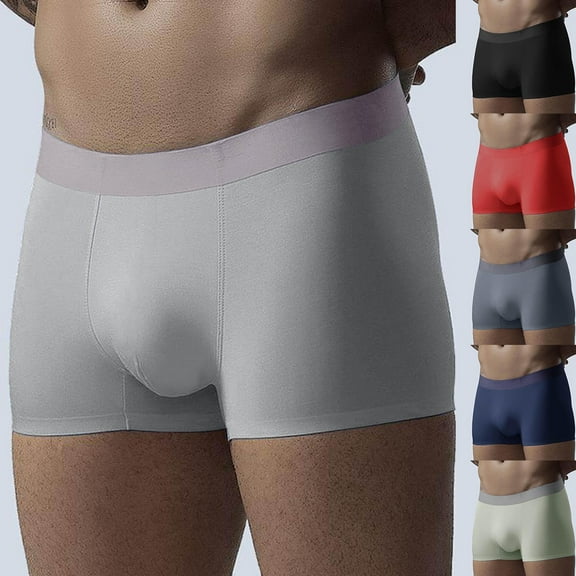 Mens Underwear Boxer Briefs Men's Ice Silk Seamless Breathable Shorts Men's Four - Corner Shorts Summer Flat - Front Underwear, Size L-4XL
