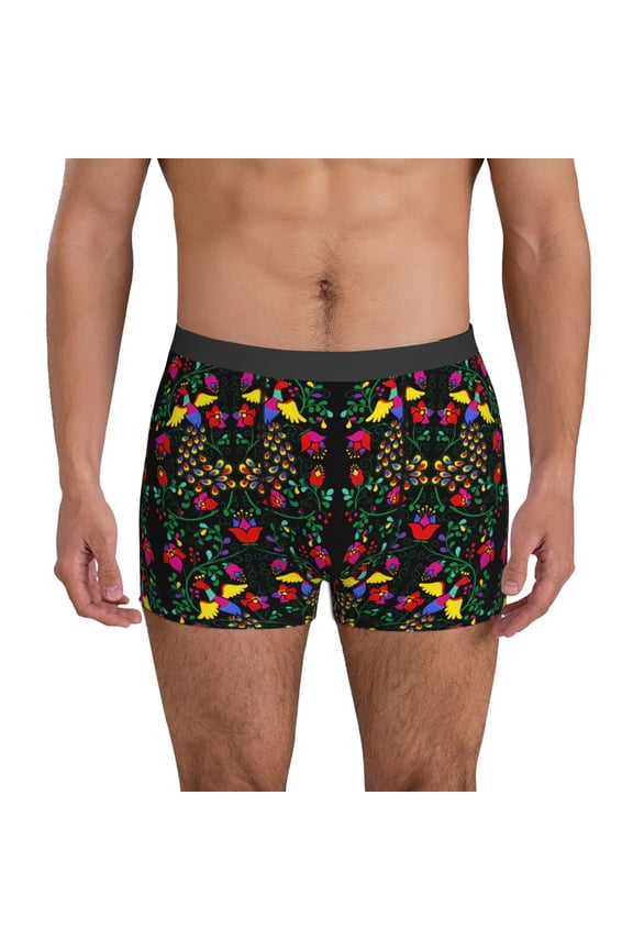 Mens Underwear Boxer Briefs - Mexican Flower K Comfort Breathable men's boxer briefs with Flex Waistband