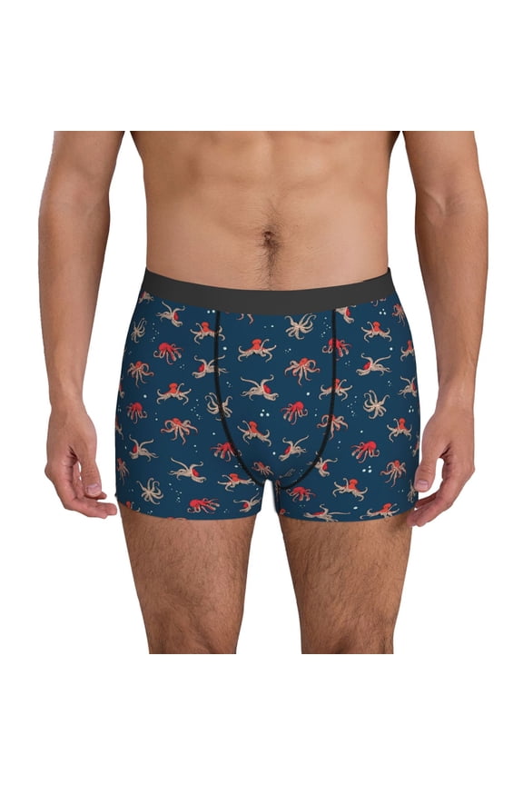 Mens Underwear Boxer Briefs - Octopus Sea Life Comfort Breathable men's boxer briefs with Flex Waistband