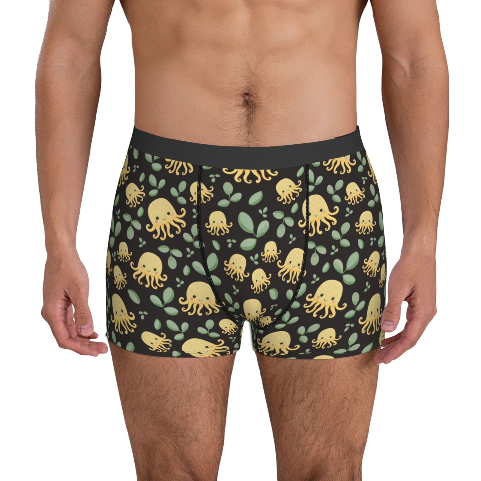 Mens Underwear Boxer Briefs Octopuses And Leaves Comfort Breathable