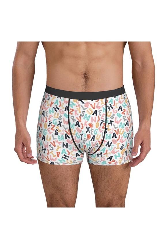 Mens Underwear Boxer Briefs - Scandinavian Alphabet1 Comfort Breathable men's boxer briefs with Flex Waistband