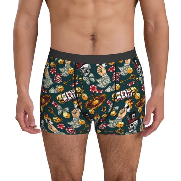 Mens Underwear Boxer Briefs - Vintage Casino Chips Comfort Breathable men's boxer briefs with Flex Waistband