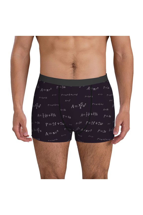 Mens Underwear Boxer Briefs - black Math Print funny Comfort Breathable men's boxer briefs with Flex Waistband