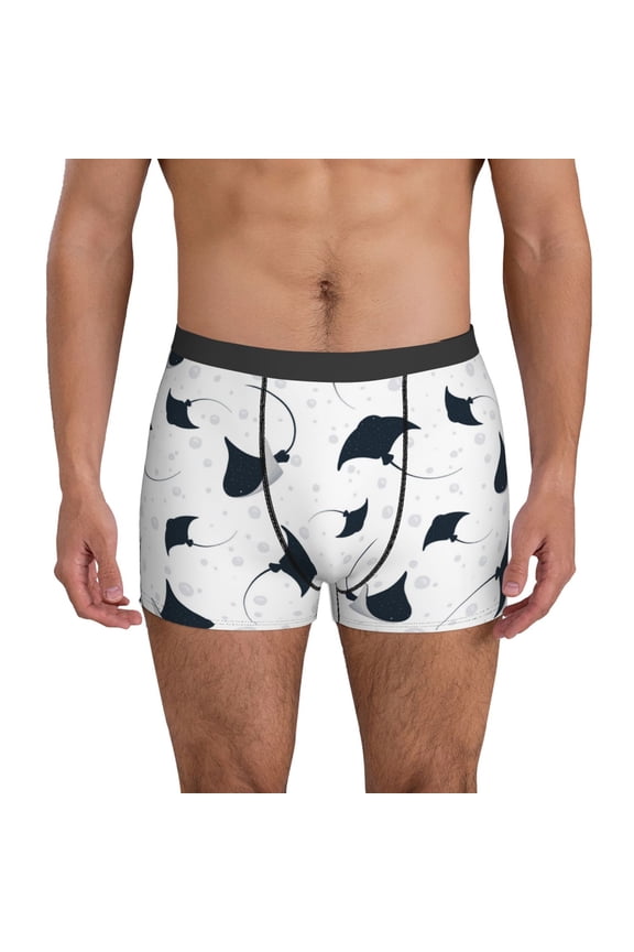 Mens Underwear Boxer Briefs - cool stingrays bubbles white Comfort Breathable men's boxer briefs with Flex Waistband
