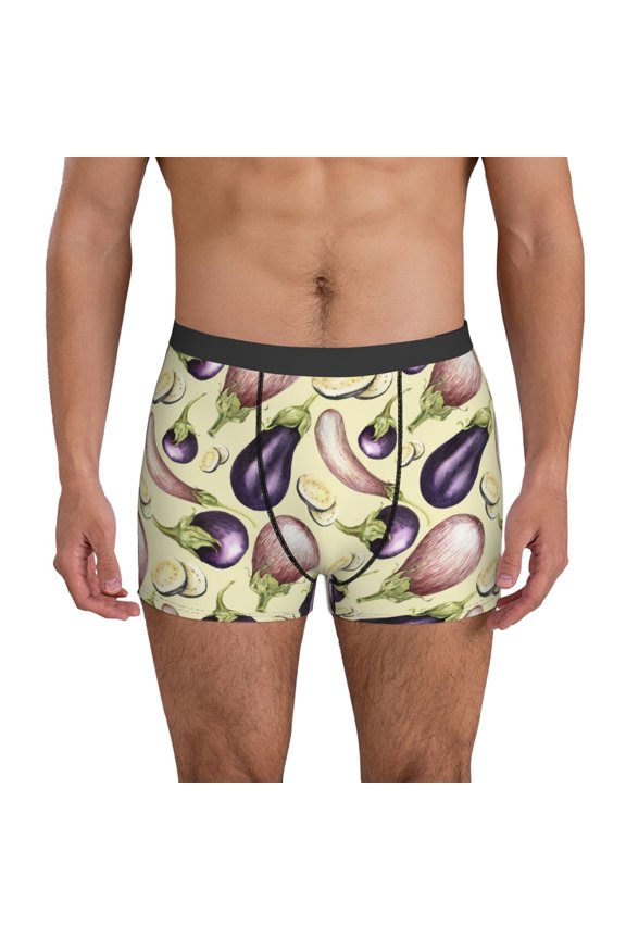 Mens Underwear Boxer Briefs - funny Eggplant Comfort Breathable men's boxer briefs with Flex Waistband