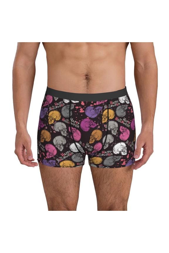 Mens Underwear Boxer Briefs - halloween skeleton Comfort Breathable men's boxer briefs with Flex Waistband
