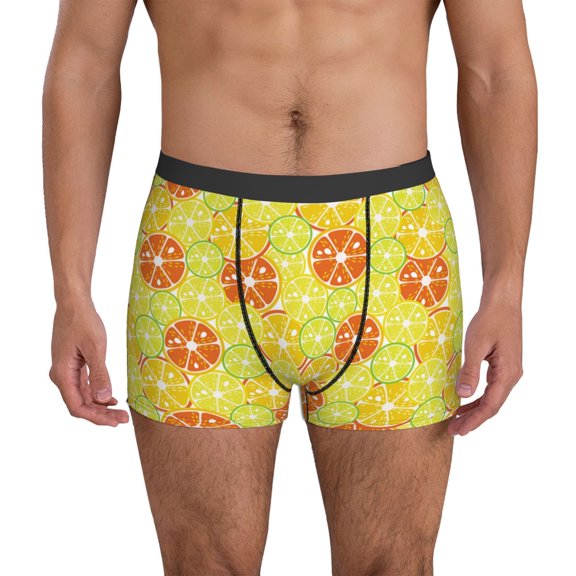 Mens Underwear Boxer Briefs - orange Lemon Comfort Breathable men's boxer briefs with Flex Waistband