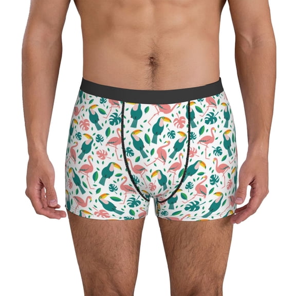 Mens Underwear Boxer Briefs - parrot flamingo Comfort Breathable men's boxer briefs with Flex Waistband