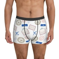 Mens Underwear Boxer Briefs - travel envelope Pattern Comfort Breathable men's boxer briefs with Flex Waistband