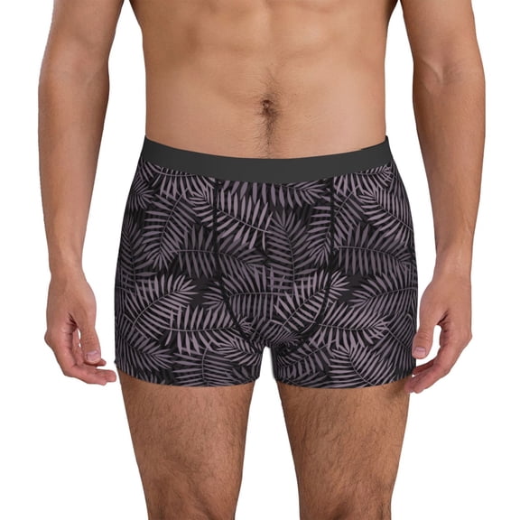 Mens Underwear Boxer Briefs - white palm leaves_A Comfort Breathable men's boxer briefs with Flex Waistband