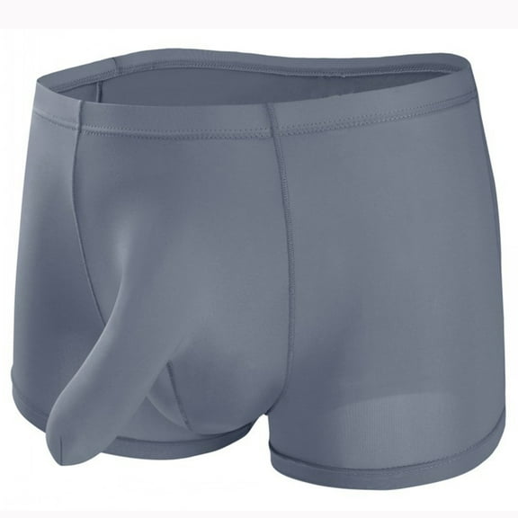 Mens Underwear Boxer Briefs with Bulge-Pouch Boys Casual Mid Waisted Stretchy Solid Color Breathable Loungewear Boxers