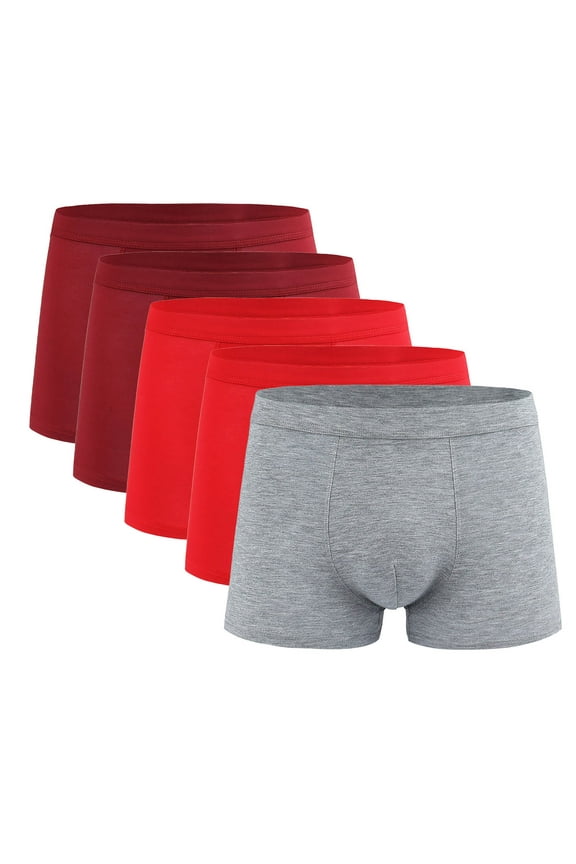 Mens Underwear Boxers Briefs Solid Color Lightweight Wicking Breathable Bulge Enhancing Cool Loose Brief Stretch Comfortable soft Athletic Boxers 5-Pack