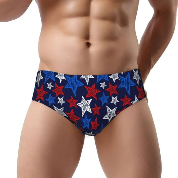 Mens Underwear Briefs - USA Flag Print star Soft Comfort Men's Underwear, Breathable Stretch Classic Fit Mens Bikini Underwear