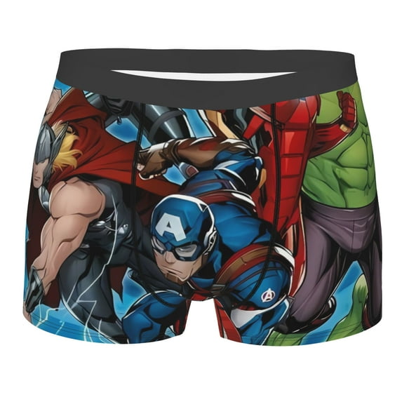 Mens Underwear,Captain-America Boxer Briefs,Breathable Soft Moisture-Wicking Underwear for Men,L