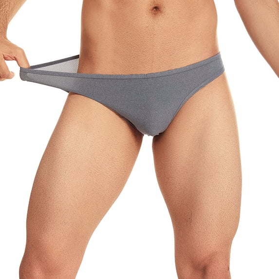 Mens Underwear Casual Mid Waisted Ribbed High-Cut Stretchy Solid Color Breathable Soft Basic Briefs Summer