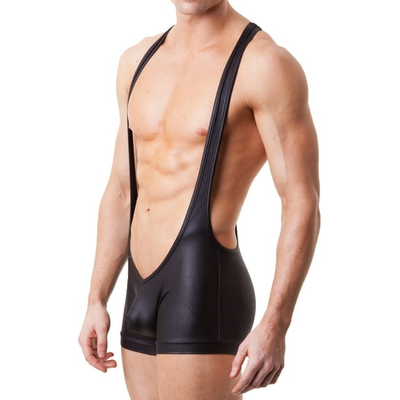 Mens Underwear Casual Solid Patent Leather Body Sculpting Hip Lift Low Waist Boxer Underwear