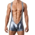 thumbnail image 1 of Mens Underwear Casual Solid Patent Leather Body Sculpting Hip Lift Low Waist Boxer Underwear, 1 of 4