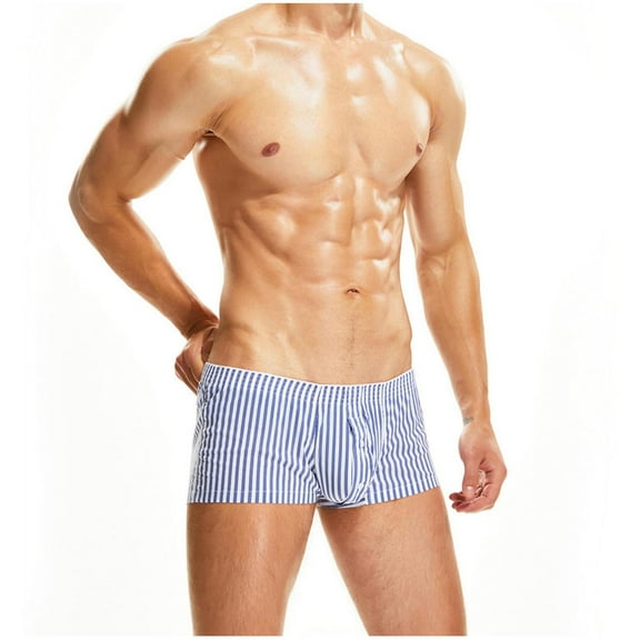Mens Underwear Casual Striped Boxer Briefs Breathable Low Waist Narrow Side Pants Underwear Pants