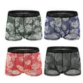 thumbnail image 1 of Mens Underwear Clearance 4PC Underwear Boxer Briefs Printed Transparent Lace Breathable Underwear, 1 of 9