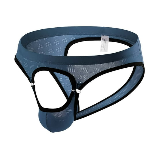 Mens Underwear Men Casual Fashion Solid Brief Panties Sexy Mesh Breathable Front Opening