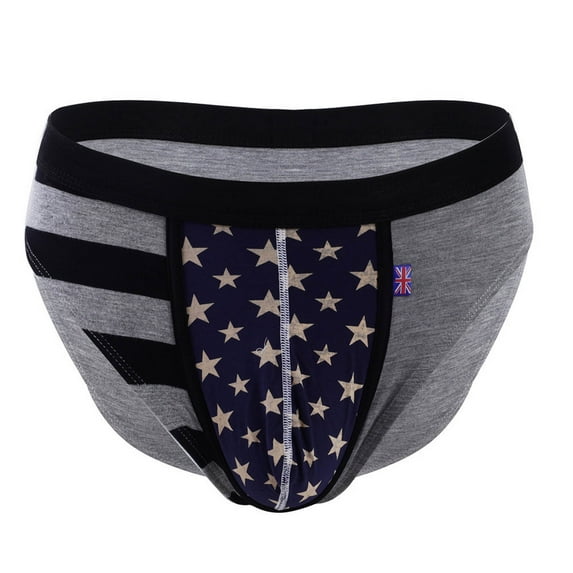 Mens Underwear Sport Breathable Comfortable Youth Flag Pattern Underwear Mid-waist Briefs