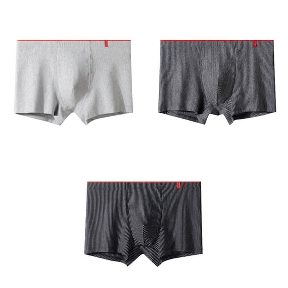 Mens Underwear Cotton Male Breathable Leisure Seamless Boxers Striped Cotton Boxers Boxers Briefs Men Black XXXL