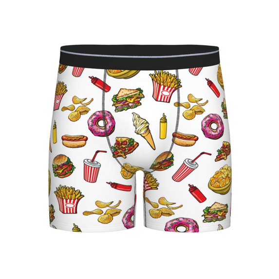 Mens Underwear, Cute Food Ketchup Potato Chips Mens Underwear Boxer Briefs, Soft Breathable Underwear Long Leg For Men