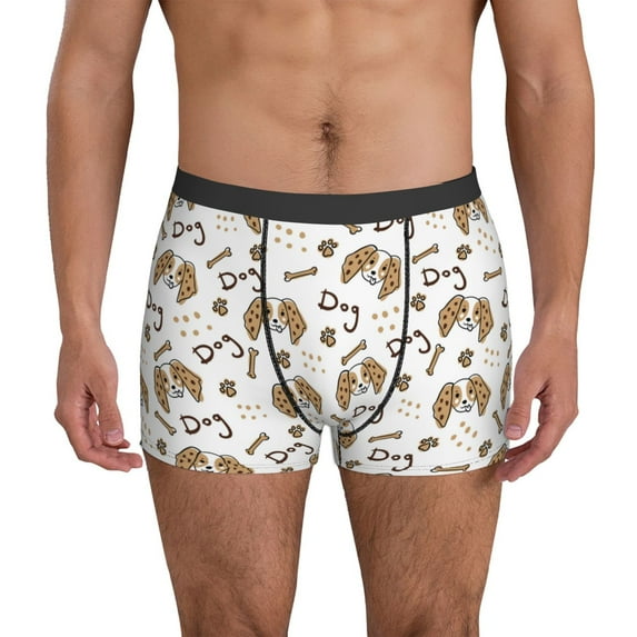 Mens Underwear, Dalmatian Dog Cartoon Sexy Mens Underwear Boxer Briefs, Breathable Boxer Briefs for Men