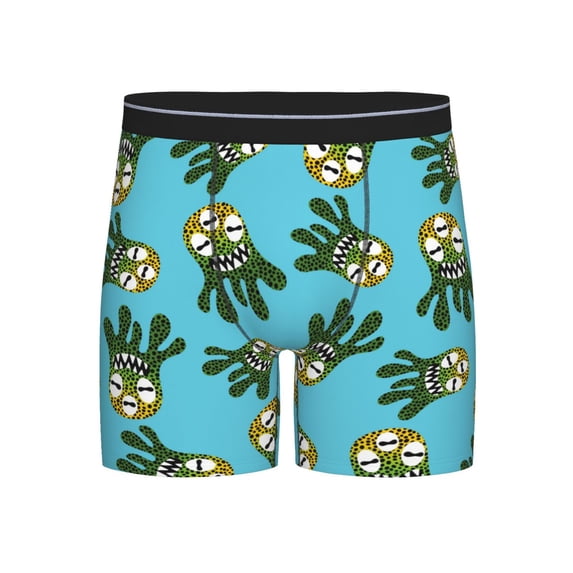 Mens Underwear, Funny Cartoon Green Mens Underwear Boxer Briefs, Soft Breathable Underwear Long Leg For Men