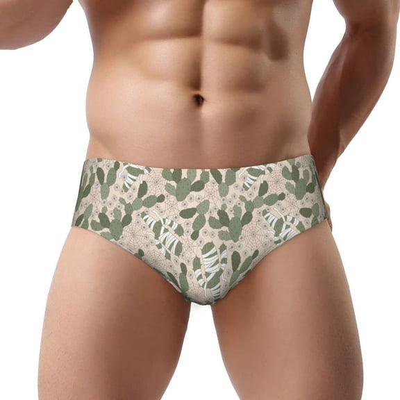 Mens Underwear - Halloween Cactus Breathable Comfort Men's Underwear Briefs, Soft Sexy Stretch Classic Fit Mens Bikini Underwear