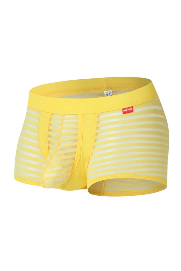 Mens Underwear Lightweight Mesh-Splice Boxer Briefs Solid Color Breathable Stretchy Slim Mid Waisted Loungewear Boxers