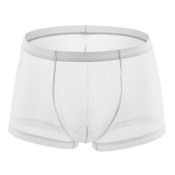 Mens Underwear Men Casual Fashion Solid Underwear Mesh Striped Boxer Breathable Hip Shorts