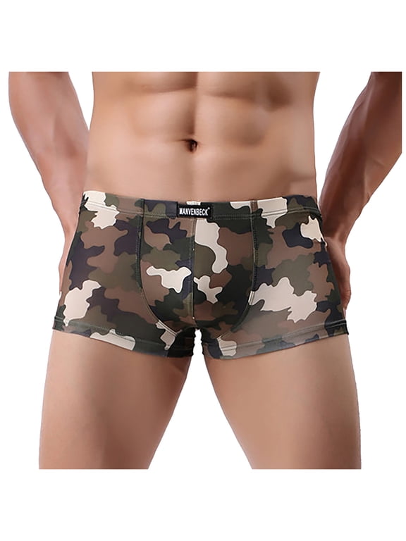 Mens Underwear Men Softty Camouflag Print Underpants Knickers Boxers Low Waist Underwears