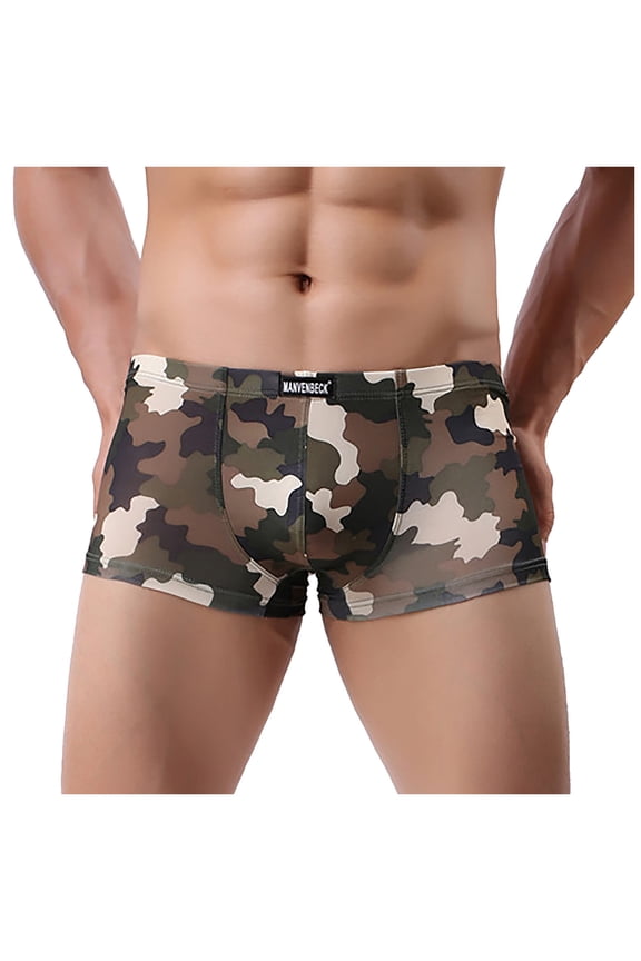 Mens Underwear Men Softty Camouflag Print Underpants Knickers Boxers Low Waist Underwears