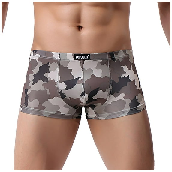 Mens Underwear Men Softty Camouflag Print Underpants Knickers Boxers Low Waist Underwears