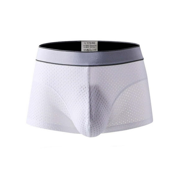 Mens Underwear,Men's Ice Silk Briefs Soft Comfortable Underwear with Mesh Panels for All Day Wear,Men's Underwear,White,XL