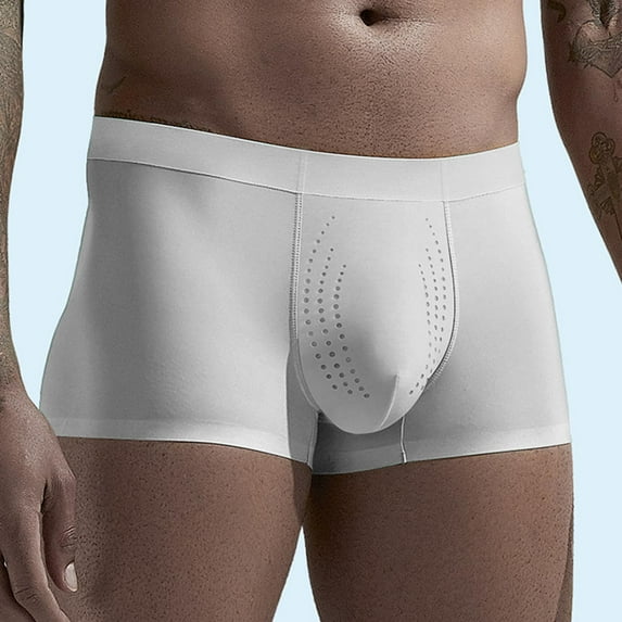 Mens Underwear Men's Ice Silk Seamless Breathable Boxer Shorts for Summer - Solid Color Comfortable Flat Front Underwear, Size L-4XL